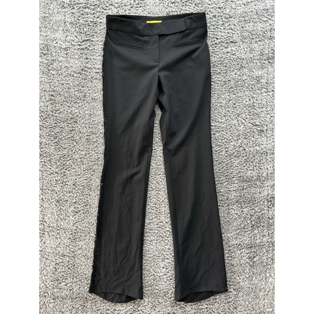 Catherine Malandrino Womens Textured Casual Laced Flare Bottom Pants Black‎ Sz 2